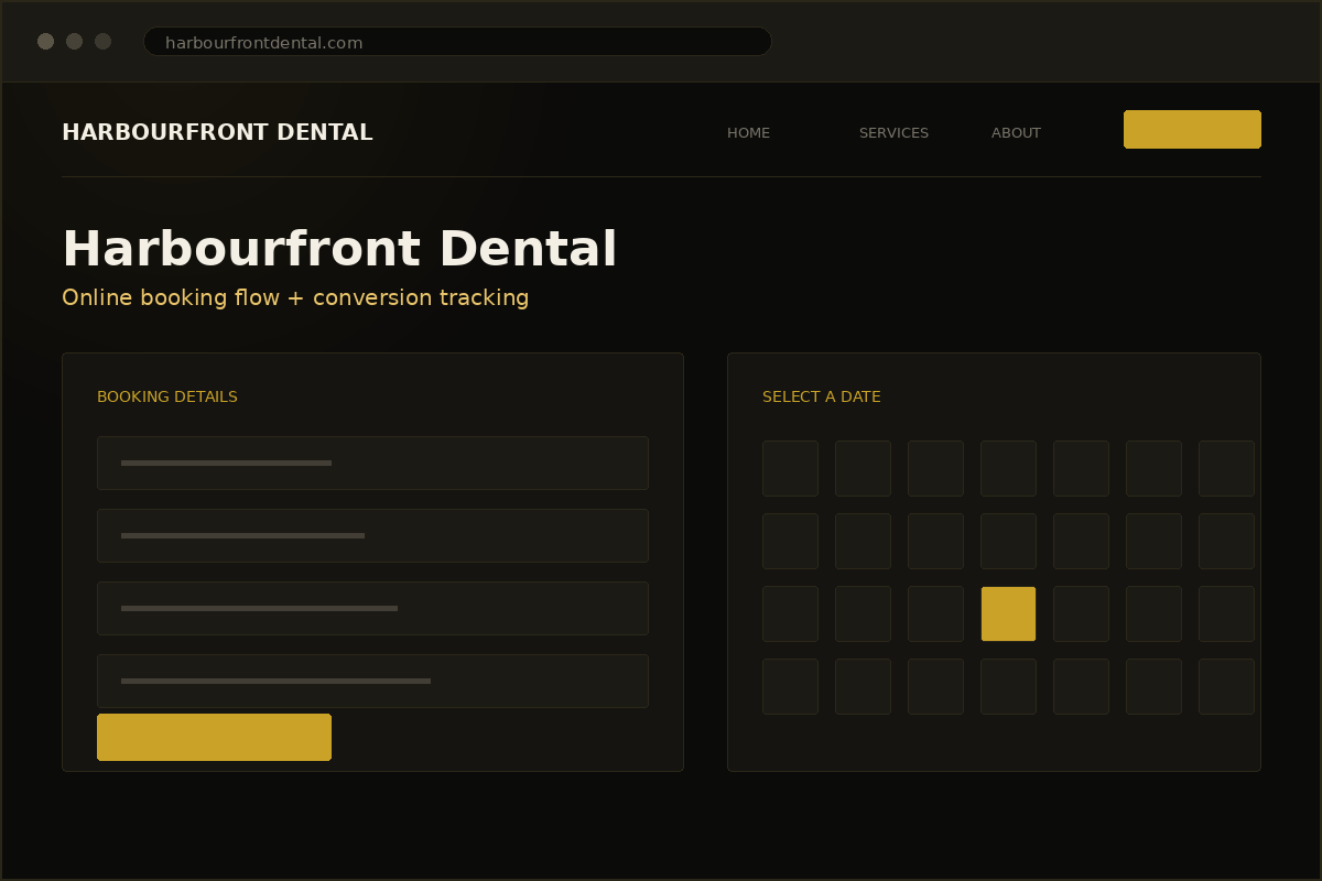 Harbourfront Dental online booking website built by Spectech Solutions with Google Ads conversion tracking